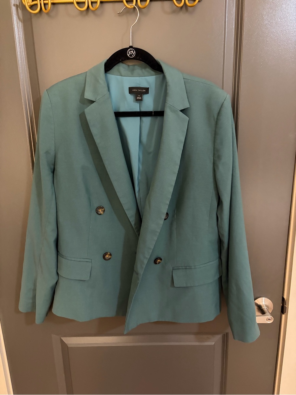 Ann Taylor Double-Breasted Green Blazer